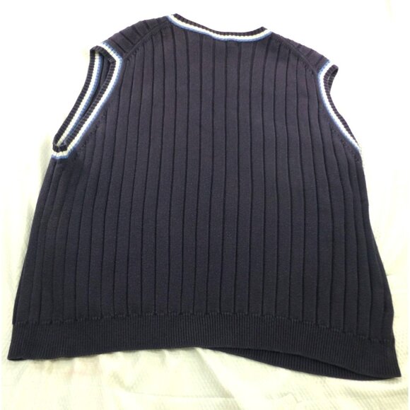 Brooks Brothers Pima Cotton Ribbed Sweater Vest Navy Blue White Trim Preppy Clas - Picture 4 of 6